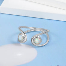 Cargar imagen en el visor de la galería, anillo redondo de ópalo blanco para mujer