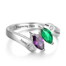 Load image into Gallery viewer, Anillos de plata de ley 925 con 2 nombres para mujer