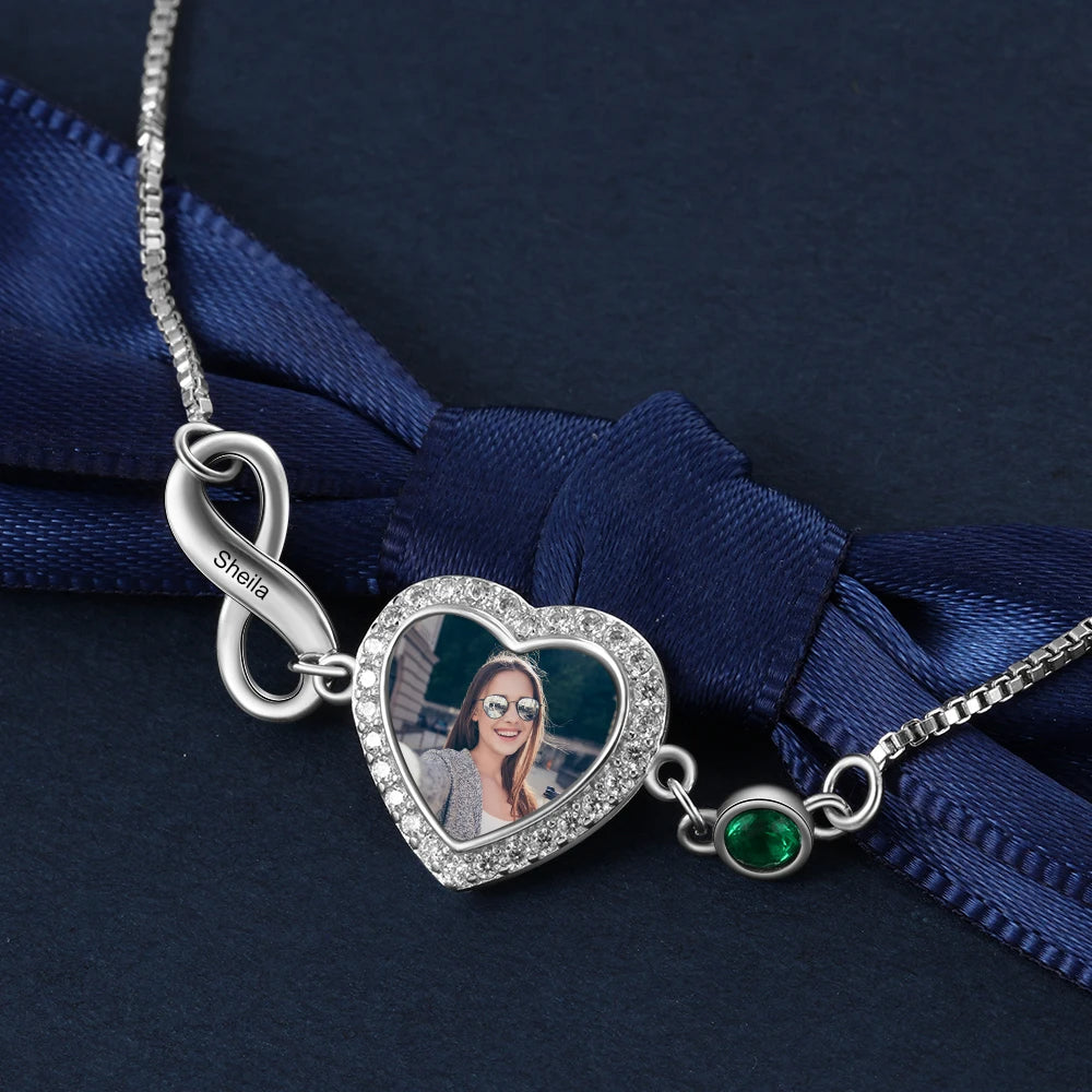 pulsera personalizada con foto de corazón para mujer