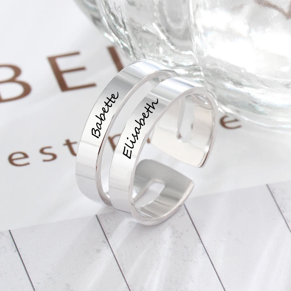 Regalo personalizado grabado nombre promesa anillos para mujeres personalizado BFF