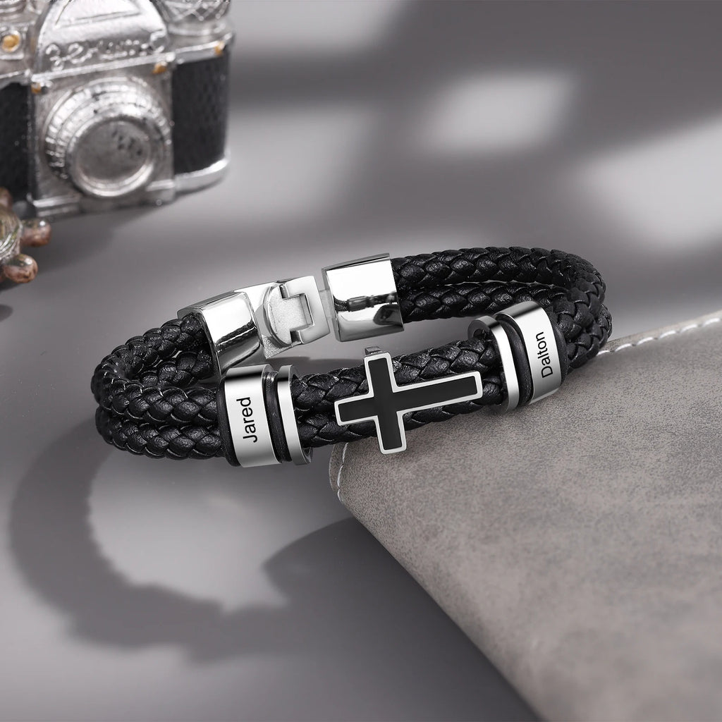 Pulsera de cuero personalizable para hombre