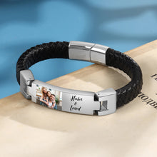 Load image into Gallery viewer, Pulsera de cuero con foto personalizada para hombre