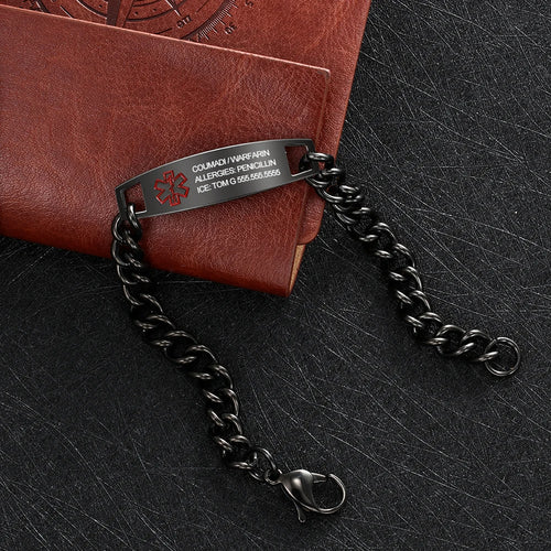 Pulsera de acero inoxidable con grabado personalizado para hombre