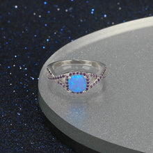 Load image into Gallery viewer, Anillo de Plata de Ley 925 con piedra de ópalo y circonita cúbica púrpura para mujer