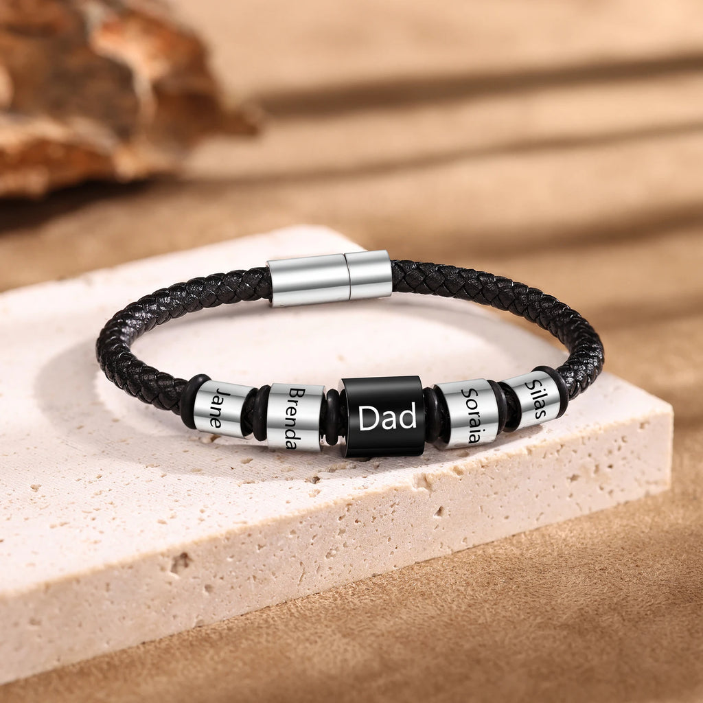 Pulsera de cuero personalizable para hombre