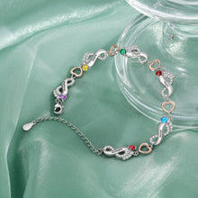 Load image into Gallery viewer, Pulsera de pie de bebé personalizada con corazones múltiples