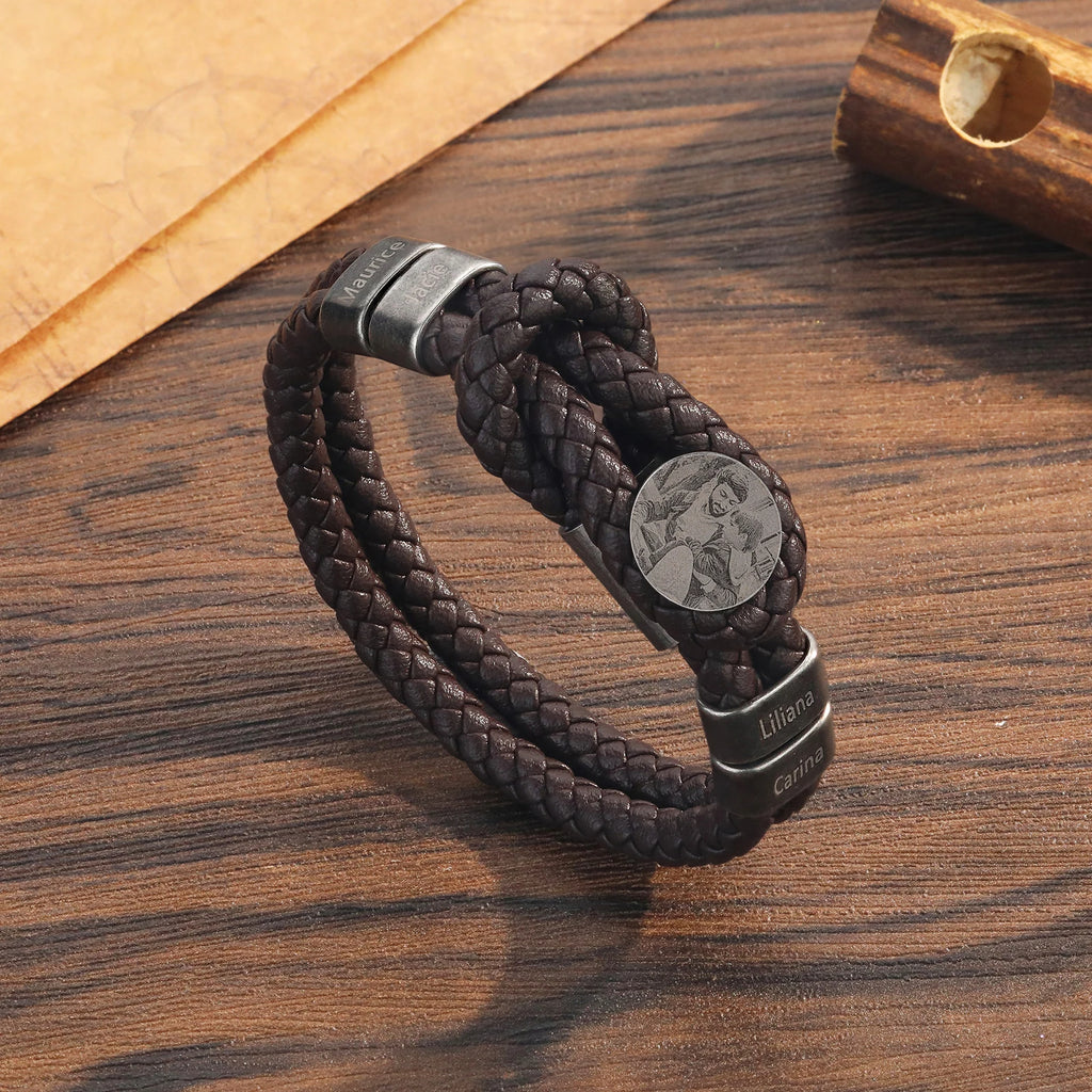 Pulsera de cuero personalizable para hombre