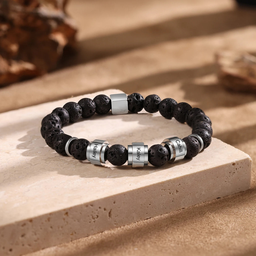 Pulsera de cuentas personalizable para hombre