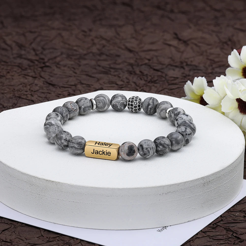 Pulseras personalizadas con grabado de 4 lados para hombre