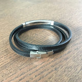 Pulsera de cuero genuino de doble capa para hombre