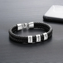 Load image into Gallery viewer, Pulsera de cuero trenzado y acero inoxidable para hombre