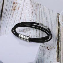 Load image into Gallery viewer, pulsera de cuentas de cuero negro para hombre