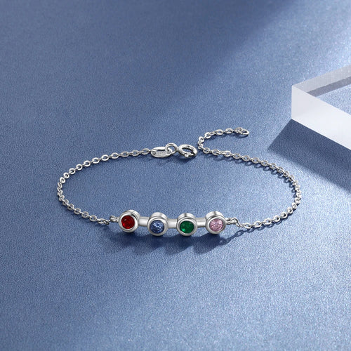 Joyería personalizada, pulsera para madre con 4 piedras de nacimiento
