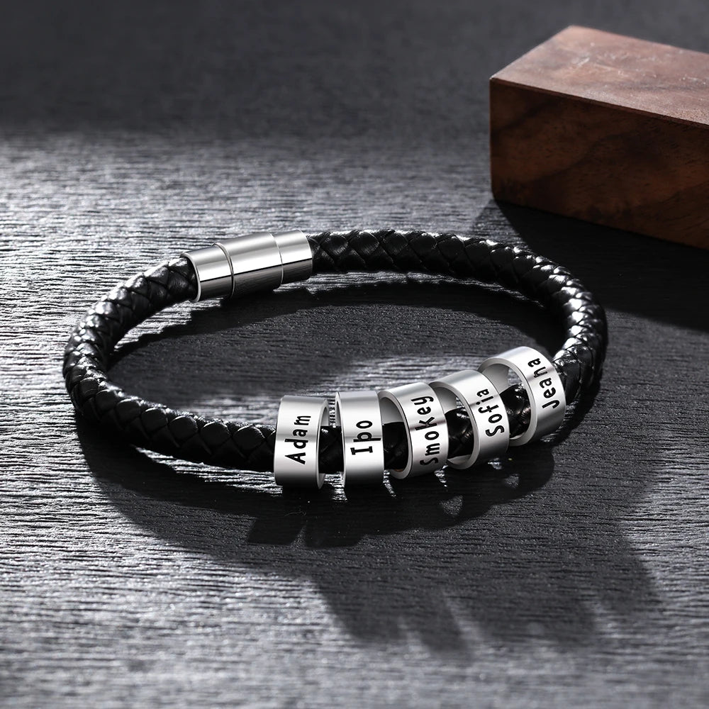 Pulsera de cuero personalizada para hombre