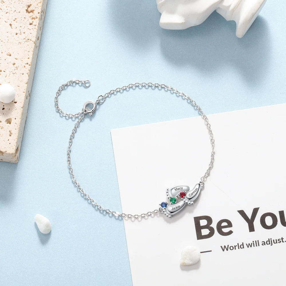 pulsera de piedra natal personalizada para madre