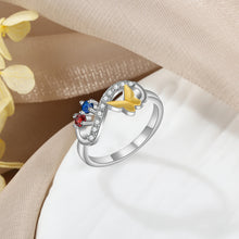 Load image into Gallery viewer, Anillo de mariposa personalizado con 2 piedras de nacimiento