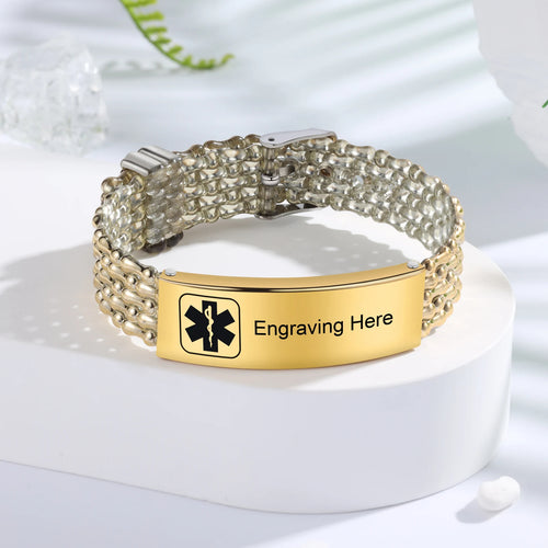 Pulseras de identificación de alerta médica de emergencia con grabado personalizado para hombres