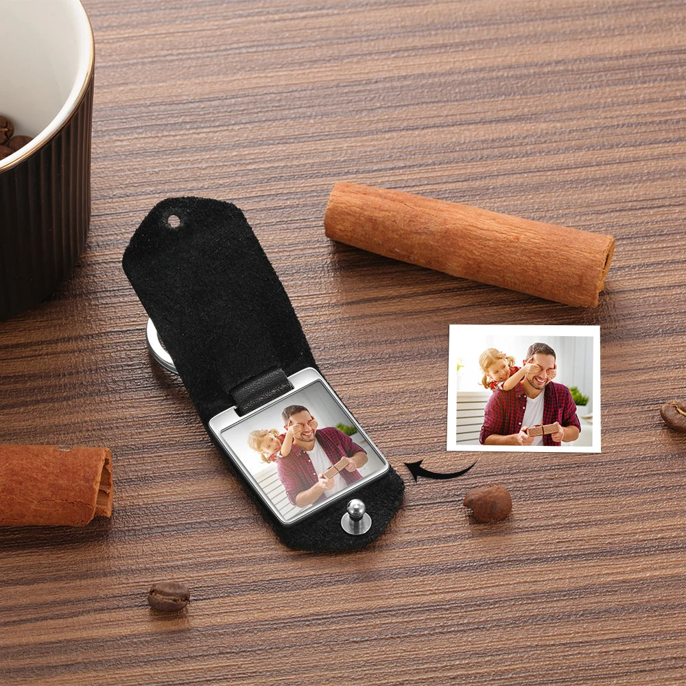 Llavero de cuero con foto personalizada para hombre