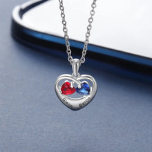 Load image into Gallery viewer, Collar con colgante de corazón personalizado romántico con 2 piedras de nacimiento