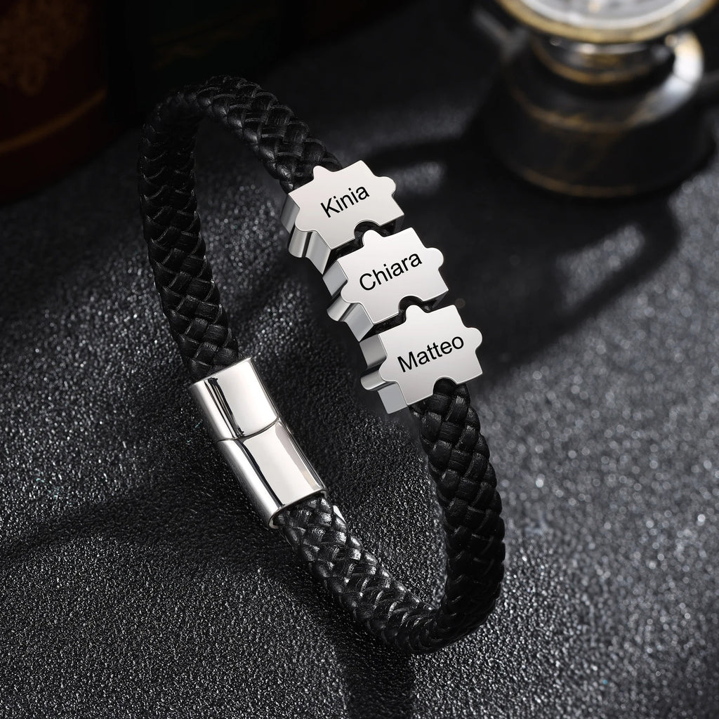 Pulsera de cuero personalizable para hombre