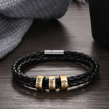 Cargar imagen en el visor de la galería, pulsera de cuero multicapa personalizada para hombre