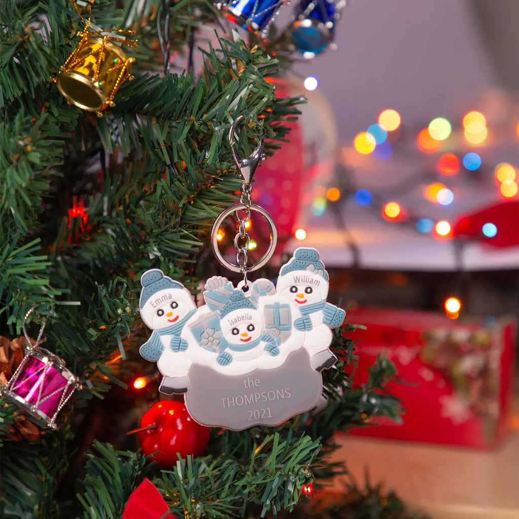 Llavero personalizado de muñeco de nieve de Navidad para mujer