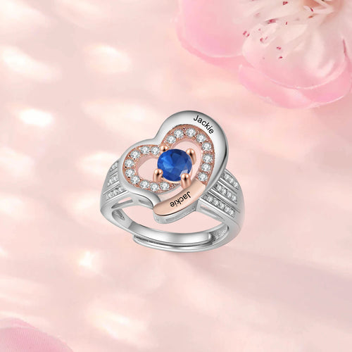 Anillo personalizado de oro rosa y plata