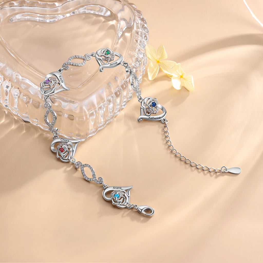 Pulsera de cadena de corazón con grabado de nombre personalizado