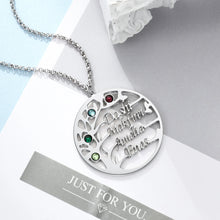 Cargar imagen en el visor de la galería, Collar de árbol familiar personalizado con 4 piedras de nacimiento