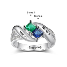 Load image into Gallery viewer, Anillo de Plata de Ley 925 personalizado con nombre de piedra natal