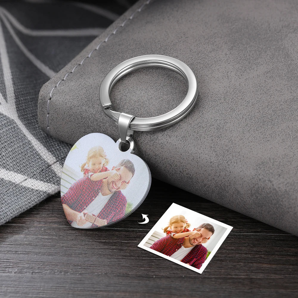 Llavero de acero inoxidable con foto personalizada para mujer