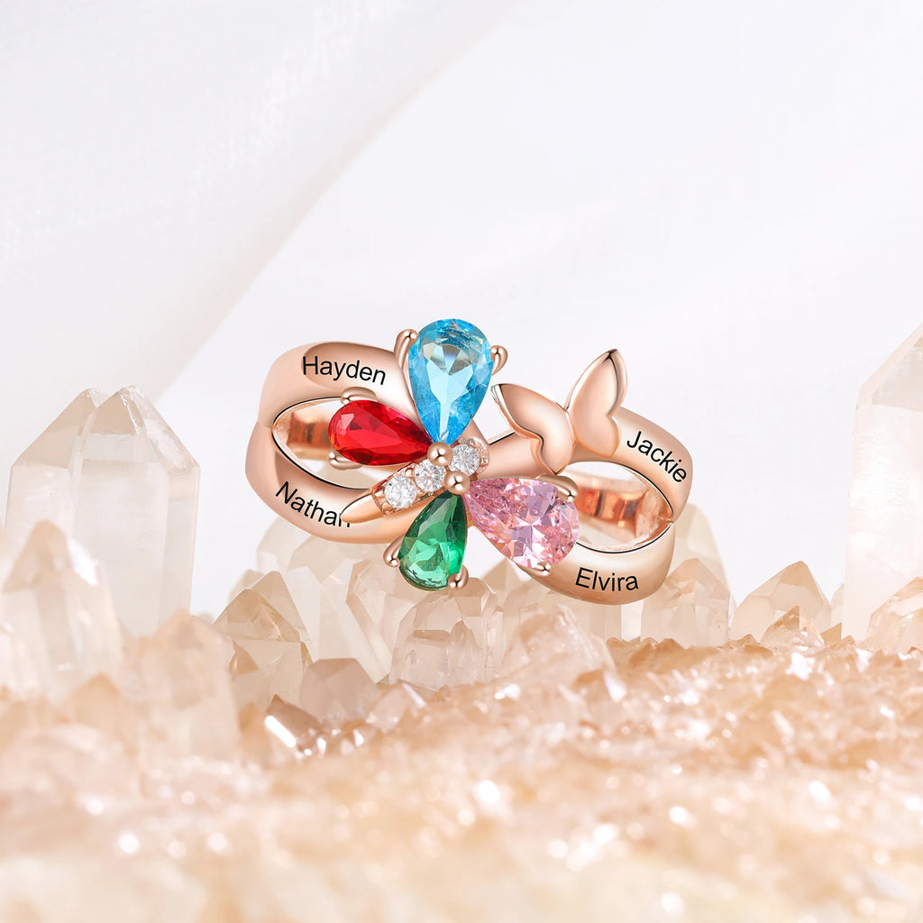 Anillos de mariposa personalizados para mujer