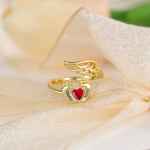 Anillo con nombre grabado personalizado para madre