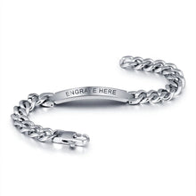 Load image into Gallery viewer, Pulsera de plata con grabado personalizado para hombre