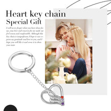 Cargar imagen en el visor de la galería, LLavero de corazón de piedra natal personalizado para parejas, llaveros con nombre grabado personalizado para mujeres, regalos de Navidad para la familia