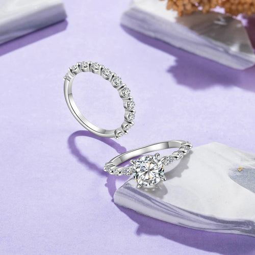 anillos de diamante de moissanita para mujer