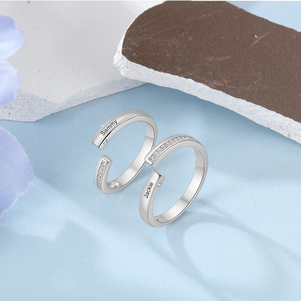 Anillos de pareja con nombre grabado personalizado para mujeres y hombres