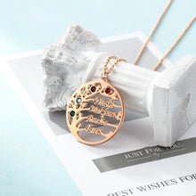 Cargar imagen en el visor de la galería, Collar de árbol familiar personalizado con 4 piedras de nacimiento