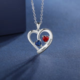 collar de corazón personalizado con grabado de piedra natal