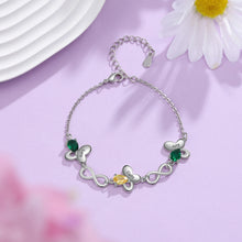 Load image into Gallery viewer, pulsera de mariposa personalizada con incrustaciones de piedra natal