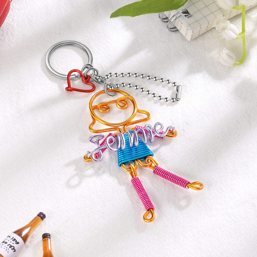 JewelOra-llavero con placa de identificación personalizada para niño y niña, llaveros de alambre de aluminio con nombre personalizado para mujer, regalos de cumpleaños