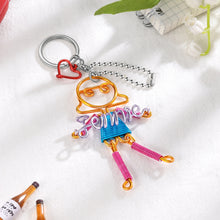 Load image into Gallery viewer, JewelOra-llavero con placa de identificación personalizada para niño y niña, llaveros de alambre de aluminio con nombre personalizado para mujer, regalos de cumpleaños