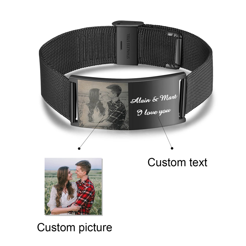 Pulseras personalizadas con grabado de fotos para hombre