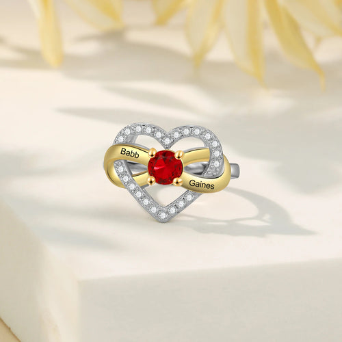 Anillo de amor infinito con nombre grabado personalizado para mujer