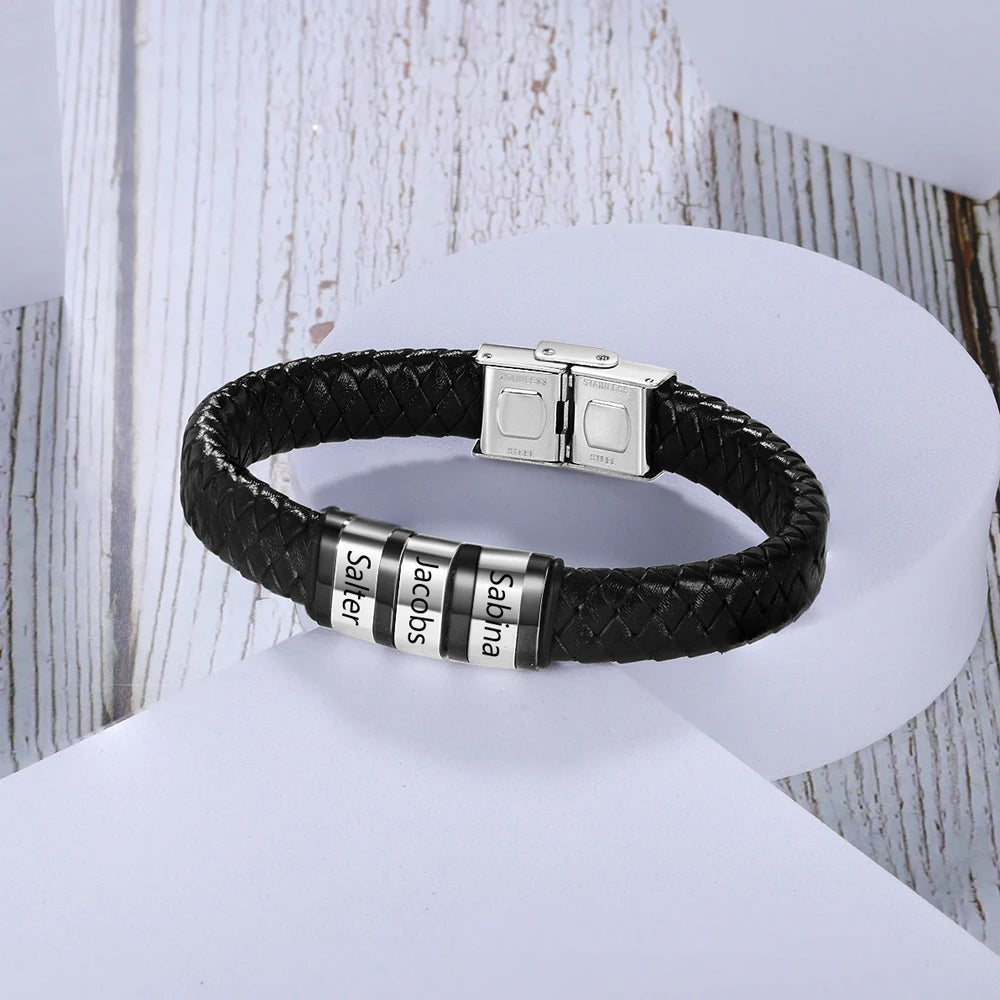 pulsera de cuero trenzado para hombre