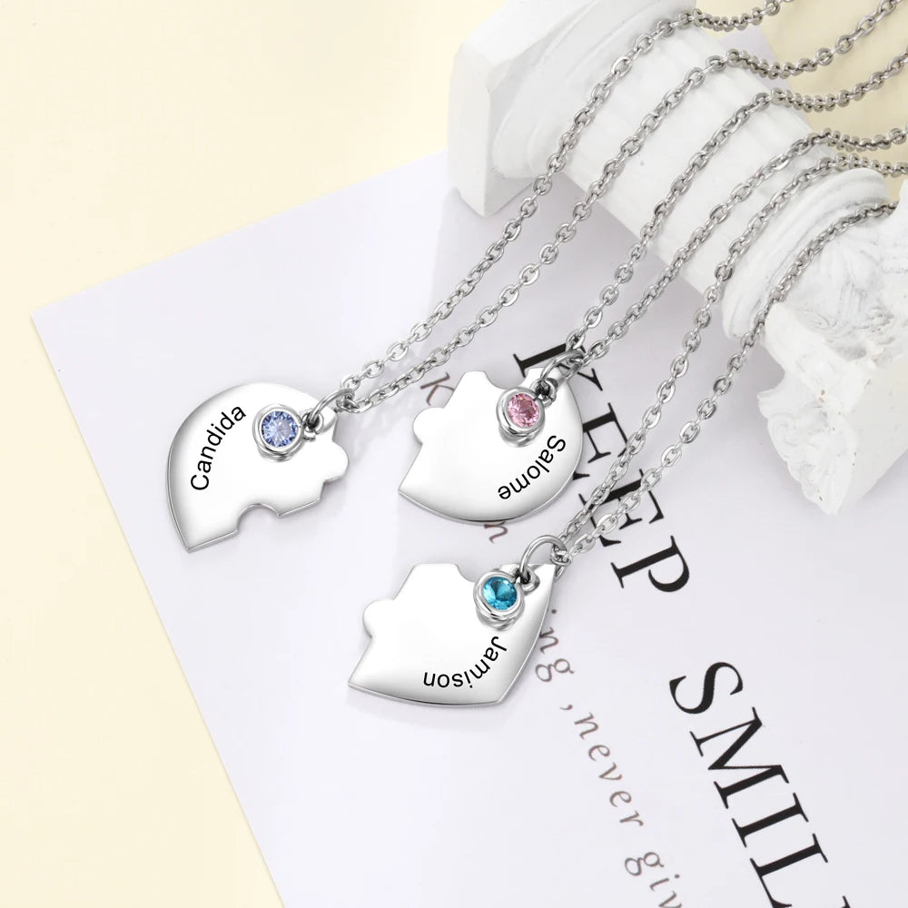 Collar personalizado de acero inoxidable con forma de corazón para mejores amigos