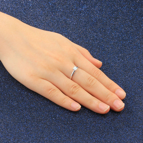 Anillo cuadrado de ópalo para mujer