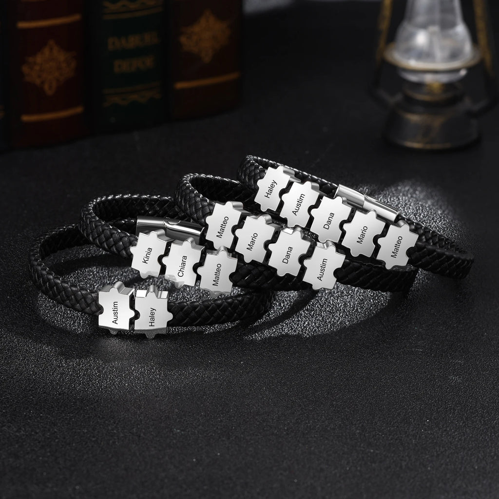 Pulsera de cuero personalizable para hombre