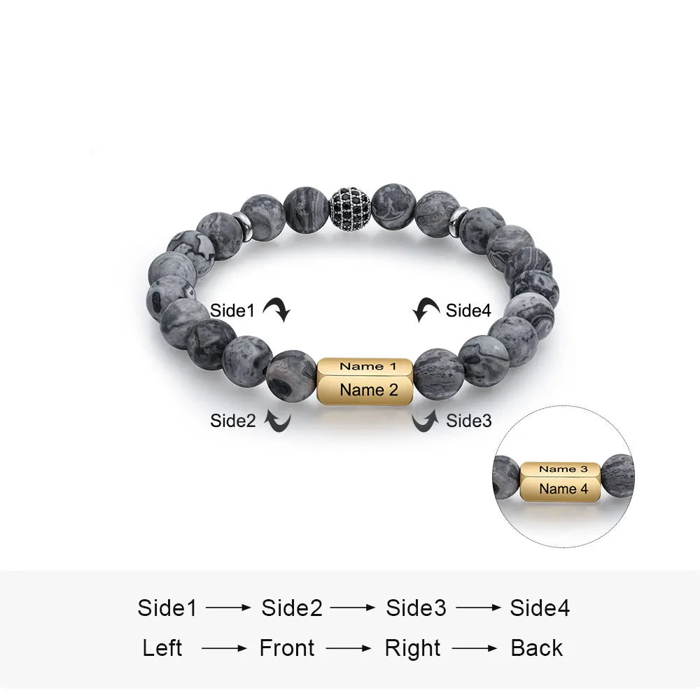 Pulseras personalizadas con grabado de 4 lados para hombre