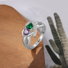 Load image into Gallery viewer, Anillos de piedra natal de corazón personalizados para mujer